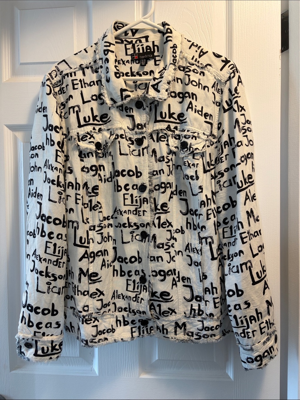 Carre Noir Handwritten-Name White Denim Jacket - Women